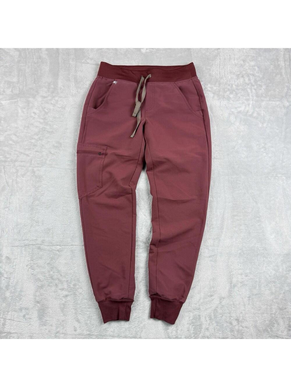 FIGS Zamora Technical Collection Jogger Scrub Pants Burgundy XXS Petite Uniform